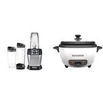 Ninja BL481C Nutri-Ninja Auto-iQ Blender (1000W) | BLACK+DECKER 2-in-1 Rice Cooker & Food Steamer (6-Cup)