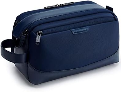 BAGSMART Kulturbeutel Herren Reise Kulturtasche Organizer aus Leder Dopp Kit Wasserfester Rasierbeutel für Kulturzubehör Marineblau