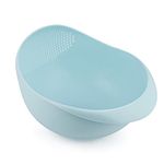 Daycount® Rice Washing Bowl, Thick Wash Rice Sieve Wash Rice Pots, Plastic Drain Vegetables Fruit Basket Kitchen Tools Strainer for Kitchen (Blue)