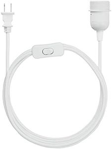kwmobile Plug-in Light Cord - 15ft Long Fabric Pendant Lamp Cable with Plug, E26 Socket - for Hanging DIY Ceiling Lighting - White