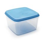 Addis 10L Square Lunchbox Food Container. Transparent With A Blue Lid.