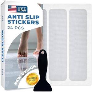Anti Slip Shower Stickers 24 PCS, Invisible Non-Slip Shower Strips for Adults, Premium Adhesive Bath Tub Stickers (Clear)