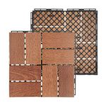 Plantex Tiles for Floor-Interlocking Wooden Tiles/Garden Tile/Quick Flooring Solution for Indoor/Outdoor Deck Tile-Pack of 12 (Merbau Wood)