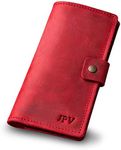 PEGAI Handmade Personalized Leather Checkbook Covers For Personal Checkbook | 100% Distressed Leather Checkbook Cover & Wallet | Business Checkbook Cover | Clark (Rose)