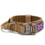 Tactical Dog Collar with UK United Kingdom Flag - YoothBro K9 Military Nylon Dog Collar with Heavy Duty Metal Buckle for Medium Large Dogs L