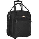 TORIBIO 16.5" Underseat Carry On Suitcase Wheeled, Women's Carry-On Luggage Lightweight Overnight Suitcase for Men Women Travel Business, Multi-Functional Rolling Bag with Wheels, Black, 16.5 Inch