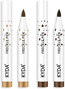 KYDA 2 Colors Freckle Pen,Natural Lifelike Freckle Makeup Pen Magic Freckle Color,Waterproof Longlasting Soft Dot Sopt Pen,for Natural Effortless Sunkissed Makeup-Dark Brown&Light Brown