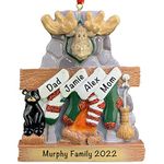 Personalized Moose Family of 4 Christmas Ornaments 2022, Our First Christmas as a Family of Four Stockings Decor, Custom Christmas Friends Name Decorations, Customized Gift for Mom, Dad, Grandparents