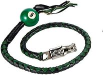 Leather Motorcycle Whips 36"/42" Get Back Whip with ball Heavy Duty Biker Whips Handlebar Accessories for Motorbike (Black&Green, 42")