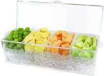 Estilo Chilled Condiment Server with Lid, Mimosa Bar Condiment Organizer on Ice, Clear Container W/ 4-Section Organizer, Perfect as Mimosa Bar Kit, Condiment Server Caddy on Ice - Mimosa Bar Supplies.