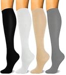HLTPRO 4 Pairs Copper Compression Socks for Women and Men 15-20mmHg - Circulation Support for Travel, Nurse, Running