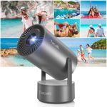 Tecaki Portable Outdoor Projector with Battery, Mini Projector with WiFi and Bluetooth, 1080P Supported, Electric Focus, Auto Keystone, 180° Rotatable, Suitable for Camping, Family Gatherings, Party
