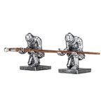 Cottage Garden Antique Silver Kneeling Knight 4.75 inch Resin Wand Stand 2 Piece Set