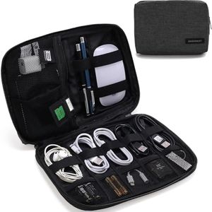 BAGSMART Electronics Organizer Travel Case, Small Cord Bag, Tech Organizer as Travel Accessories for Men Women, Cable Essentials for Phone, SD Card, Black