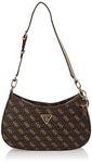 GUESS Women's Satchel Top Zip, Shoulder Bag, Brown Logo, One Size