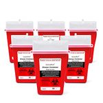 GlobalRoll Sharps Container 1 Quart, 6 Pack Biohazard Needle Disposal Container Small Syringe Disposal Container, Professional Sharps Disposal Container for Home and Travel Use