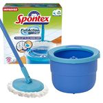 Spontex Full Action System X'TRA Spin Mop and Bucket Set | Easy 360° Wringing & Rinsing System | Cleans Laminate, Wood & Tile Flooring | 1 Microfibre Mop Head, Blue