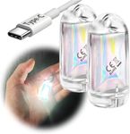 SROOS Mini LED Lantern Torch , Rechargeable Waterproof EDC Keychain Small LED Flashlight for Camping, Portable Magnetic Small Stick Lamp Torch Light (2PCS White)