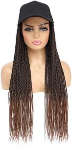 AliRobam Hat Wigs Baseball Cap with Senegalese Twist Braids Hair extensions Hat With Braided Hair attached for Black White woman (24inch, T30)