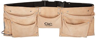 Custom Leathercraft CLC I370X3 Heavy Duty Suede Construction Work Apron & Steel Hammer Loop, 8 Pocket