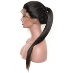 Fully Natural Looking Silky Straight Glueless Lace Front Human Hair Wigs for Women- Dark Brown 120 Gram