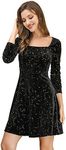 Allegra K Women's Velvet Square Nec
