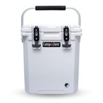 CAMP-ZERO 16L Tall | 16.9 Quart Premium Cooler with 2 Molded-in Cup Holders and Removable Divider | White