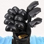 Craftsman Golf 8pcs 5,6,7,8,9,P,S,G Black Leather Iron Headcover + 3pcs Hybrids Head Covers Full Golf Club Set