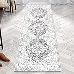 Pauwer Hallway Runner Rug 2x6 Farmhouse Boho Vintage Distressed Area Rug Carpet Washable Kitchen Rugs Runner Shag Fluffy Non Slip Runner Rug for Bathroom Laundry Room Entryway, Grey