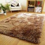 iesu Home Furnishing Modern Shaggy Carpets and Rugs for Hall Offices Kitchens Bedroom Living Room and Cabins for Bedroom Kids Room Floor Home Decor (Gold, 5X7 Feet)