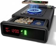 Biometric Fingerprint Gun Safe with Phone & Watch Wireless Charging, 3 Quick Access, Clock Handgun Safe with Adjustable Brightness, Backlit Keypad, Pistol safe for home, office, family