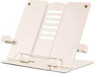 PERPART Metal Book Stand Holder | Portable Cookbook Holder,Adjustable Recipes Book Organizer | Book Stands & Holders for Reading Study Foldable Accessories (White)