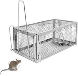 Humane Rat Trap - Catch & Release Chipmunks, Squirrels, Rats & Mice ，Live Mouse Trap for Indoor & Outdoor Use ， No-Kill Rodent Trap for Home, Yard, Garage ，Reusable Metal Cage with Easy Setup (1pack)