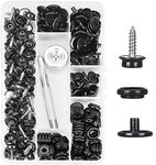 Kelife 150PCS Stainless Steel Marine Grade 3/8" Socket Canvas Snaps Kit and Upholstery Boat Cover Snap Button Fastener Tool with 2Pcs Setting Tool for Boat Cover Furniture(Black)
