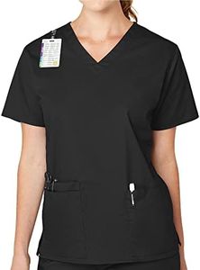 WonderWink WonderWORK Women’s V-Neck Scrub Top — Black, Large