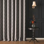 Story@Home Blackout Door Curtains 7 Feet Long Set of 4, Thermal Insulated Noise Reduction, Curvy Line Dot Design Room Darkening Blackout Door Curtains | Curtains for Living Room, (116 x 215 cm, Grey)