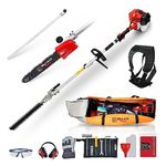BU-KO 52cc Long Reach Petrol Hedge Trimmer and Pruner Saw with 75cm Extension Pole and Toolbag for Convenient Storage, Ultimate Garden Tool for Precision Cutting, Trim Hedges and Prune with Ease