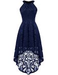 Dessystar Cocktail Dress Hi-Low Floral Lace Party Bridesmaid Dress 0028 Navy M