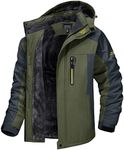 MAGCOMSEN Fleece Jackets Mens Full Zip Warm Jacket Winter Ski Jackets Mens Waterproof Hiking Jackets Windproof Mountain Coat Green