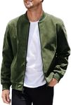 COOFANDY Men's Varsity Baseball Jacket Vintage Suede Faux Leather Trucker Jackets, Deep Green, Small