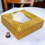 Art Street Tissue Box Holder with Cover, Square Facial Tissue Paper Box Decorative Organizer, Napkin Dispenser Box for Home, Office & Restaurant Lustrous Gold Square Size: 7.5x7.5x2.5 Inch