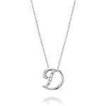 Jewels By Erika MINI D 10K White Gold Initial Necklace - 0.03Ct Diamond Necklaces for Women - 18" Solid Gold Chain Necklace Women, Gold Pendant Necklace-Mini Initial Necklace Letter D Silver Pendant