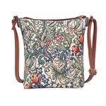 Signare Tapestry Small Crossbody Bag Sling Bag for Women with Vintage Designs (Golden Lily, SLING-GLILY)