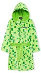Minecraft Dressing Gown for Boys, Fluffy Fleece Bathrobe Kids Teens (Green, 13-14 Years)