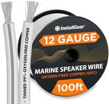 InstallGear 12 Gauge Speaker Wire Cable - 100ft White for Outdoor, Automotive & Marine