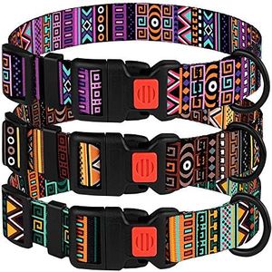 CollarDirect Tribal Dog Collar Aztec Pattern Adjustable Nylon Pet Collars for Small Medium Large Dogs Puppy (Pattern 2, Neck Fit 10"-13")