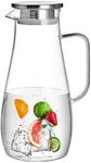 CnGlass 68oz/2000ml Glass Pitcher Water Carafe Jug with Stainless Steel Lid,Borosilicate Glass Water Jar for Juice,Tea Beverage