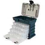 Portable Tool Box - Small Parts Organizer with Drawers and Customizable Compartments for Hardware, Fishing Tackle, Beads, or Crafts by Stalwart (Gray)