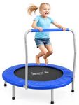 SereneLife Foldable Trampoline for Adults and Kids 91/102cm, Indoor Outdoor Mini Fitness Rebounder with Foam Handle, Compact Exercise Equipment for Home and Garden Workouts