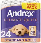 Andrex Ultimate Quilt Toilet Roll - 24 Toilet Rolls, 3-Ply, Bulk Buy, Soft, Thick Sheets, FSC Certified